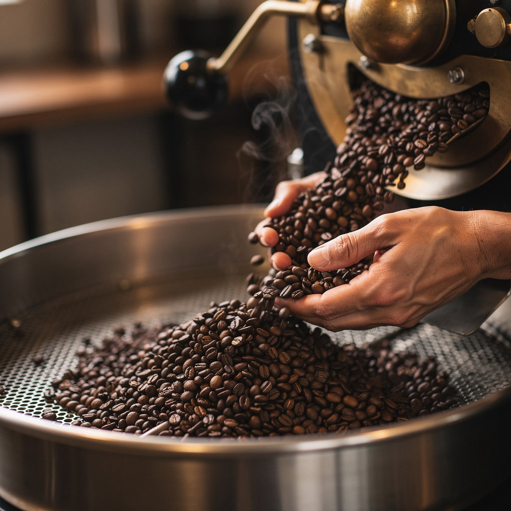 Mountain View Coffee Roasters Asheville artisan coffee roasting process with fresh beans